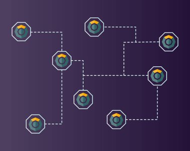 Arka plan ağ Blockchain komodo sembol teknoloji