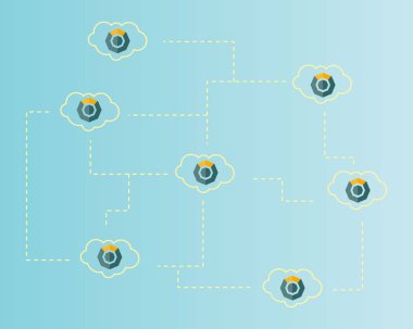 Blockchain komodo sembolü Downtown kavram arka plan