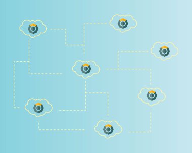 Blockchain komodo sembolü Downtown kavram arka plan
