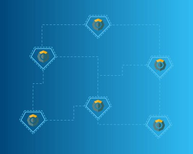 Mavi arka plan Blockchain komodo sembolü
