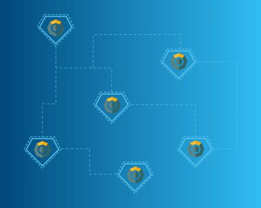 Mavi arka plan Blockchain komodo sembolü