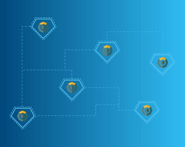 Mavi arka plan Blockchain komodo sembolü