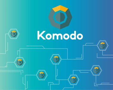 Blockchain komodo sembol teknoloji devre arka plan