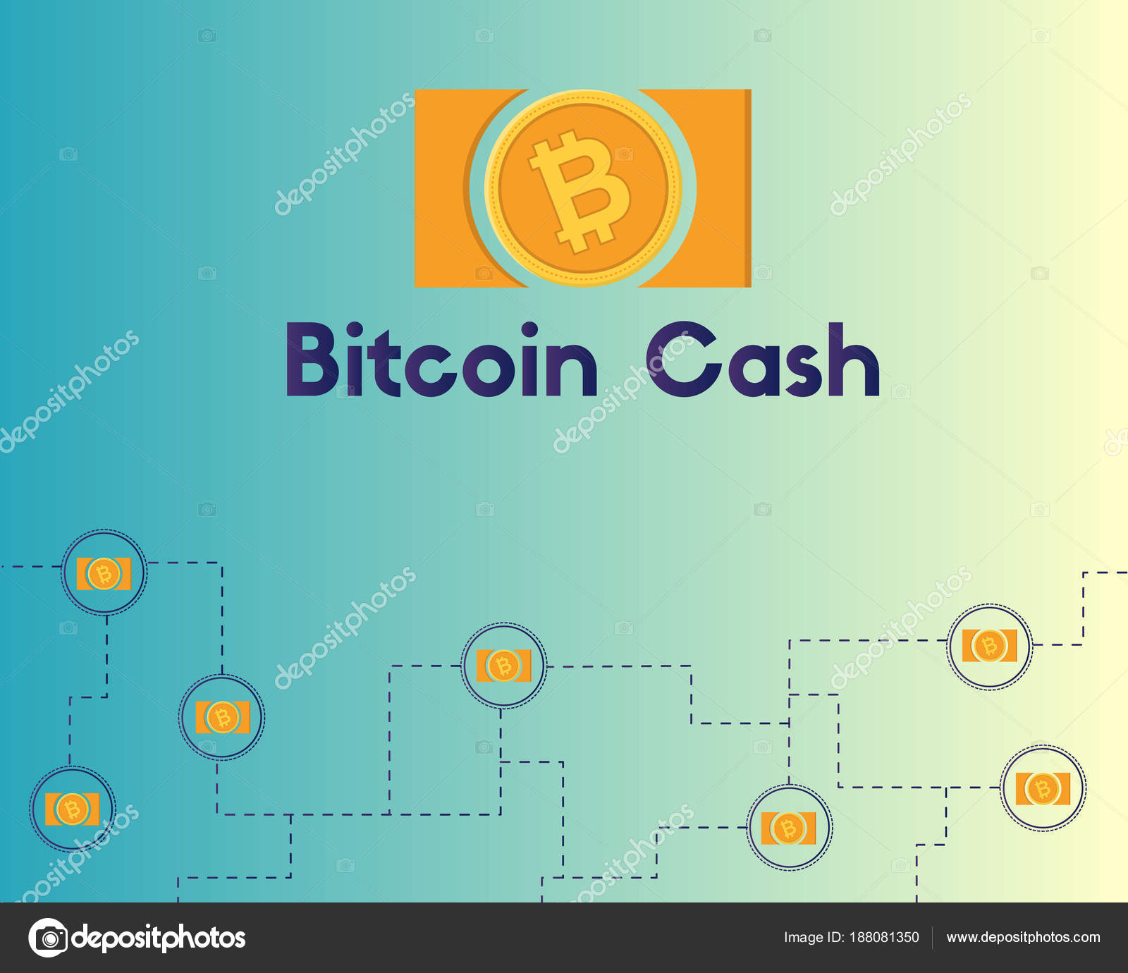 Blockchain Bitcoin Cash Technology Background Collection Stock - 