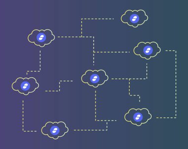Cryptocurrency durumu ile bulut stili arka plan