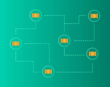 Blockchain bitcoin para yeşil arka plan toplama