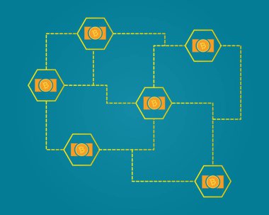 Blockchain bitcoin para kavramı arka plan koleksiyon ağ