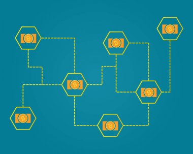 Blockchain bitcoin para kavramı arka plan koleksiyon ağ