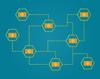 Blockchain bitcoin para kavramı arka plan koleksiyon ağ