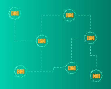 Blockchain bitcoin para yeşil arka plan toplama
