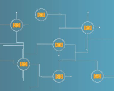 Blockchain bitcoin para cryptocurrency arka plan toplama