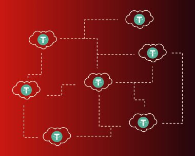 Urgan cryptocurrency bulut kırmızı bir arka plan stili