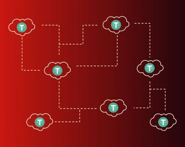 Urgan cryptocurrency bulut kırmızı bir arka plan stili