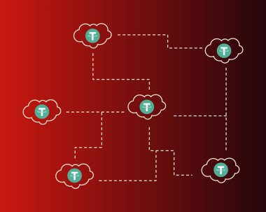 Urgan cryptocurrency bulut kırmızı bir arka plan stili