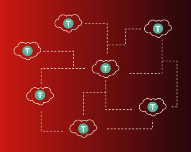 Urgan cryptocurrency bulut kırmızı bir arka plan stili