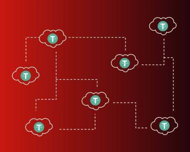 Urgan cryptocurrency bulut kırmızı bir arka plan stili