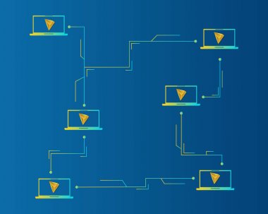 Cryptocurrency tron blockchain mavi zemin üzerine