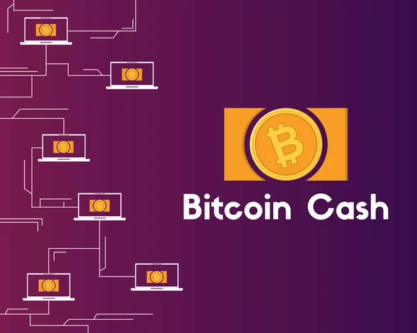 Blockchain Bitcoin Cash Stil Hintergrund Sammlung — Stockvektor