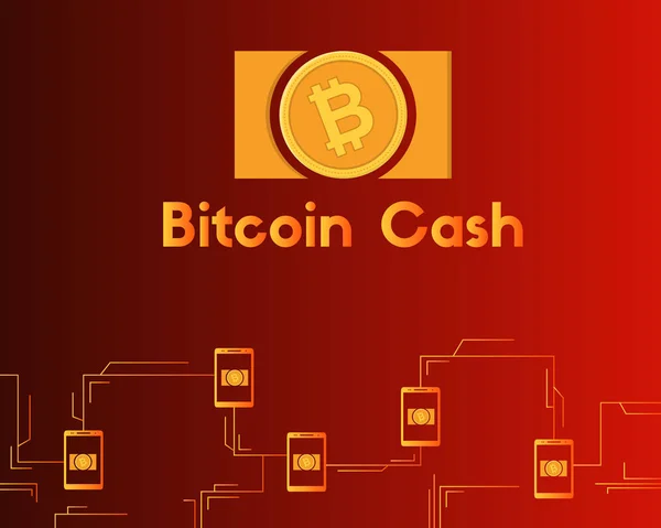 Blockchain bitcoin готівки на червоному тлі колекції — стоковий вектор