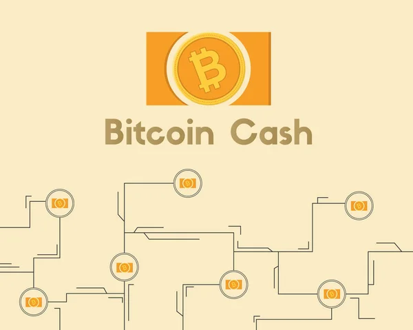 Blockchain bitcoin circuito de dinheiro rede de fundo coleção — Vetor de Stock