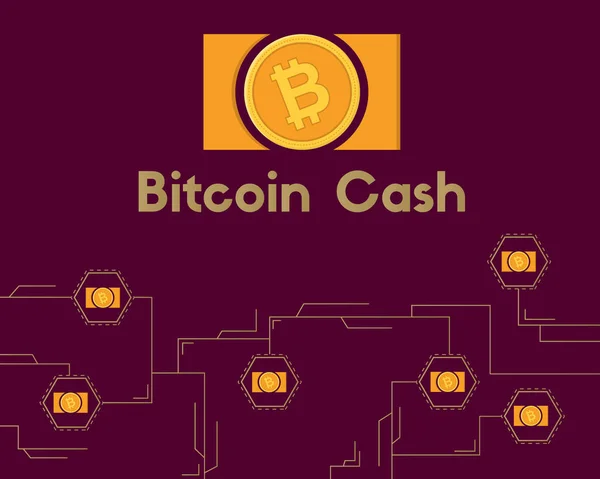 Blockchain Bitcoinu peníze okruh sítě kolekce pozadí — Stockový vektor