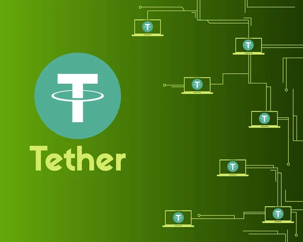 Tether cryptocurrency circuit concept background style — Stock Vector