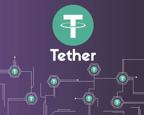 Tether cryptocurrency circuit theme background style — Stock Vector