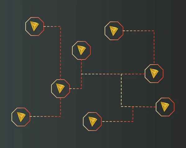 Crypto-monnaie tron blockchain sur fond sombre — Image vectorielle