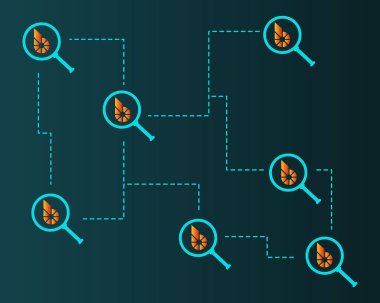 Stil arka plan büyüteç ile Bitshares cryptocurrency