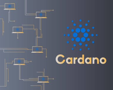 Blockchain cardano sanal teknoloji stili arka plan
