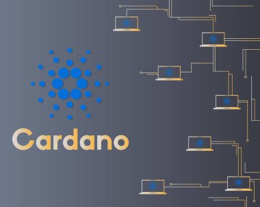 Blockchain cardano sanal teknoloji stili arka plan