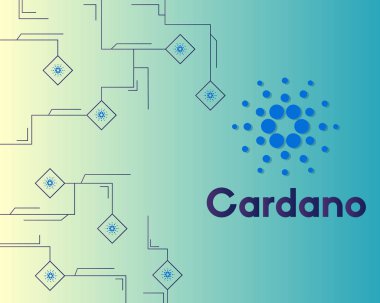 Blockchain cardano blockchain devre stili arka plan