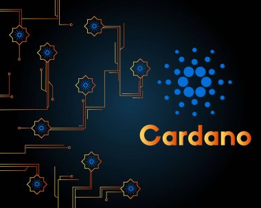 Blockchain cardano blockchain devre stili arka plan