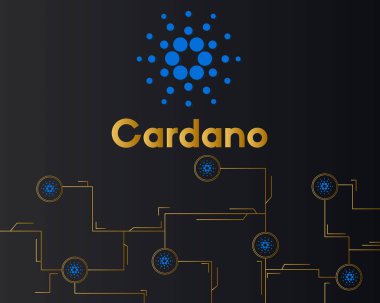 Blockchain cardano tarzı devre koyu arka plan üzerinde