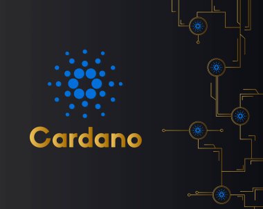 Blockchain cardano tarzı devre koyu arka plan üzerinde