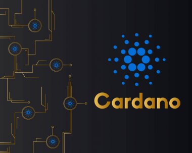 Blockchain cardano tarzı devre koyu arka plan üzerinde