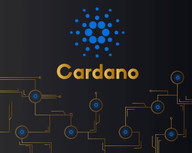 Blockchain cardano tarzı devre koyu arka plan üzerinde