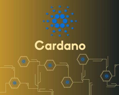 Blockchain cardano tarzı devre koyu arka plan üzerinde