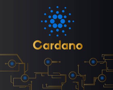 Blockchain cardano tarzı devre koyu arka plan üzerinde