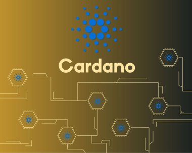 Blockchain cardano tarzı devre koyu arka plan üzerinde