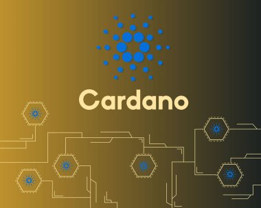 Blockchain cardano tarzı devre koyu arka plan üzerinde