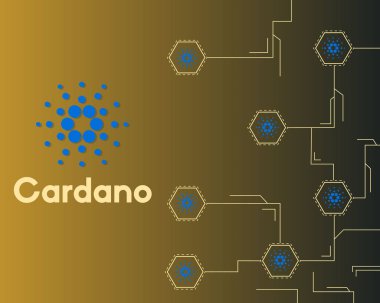 Blockchain cardano tarzı devre koyu arka plan üzerinde