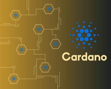 Blockchain cardano tarzı devre koyu arka plan üzerinde