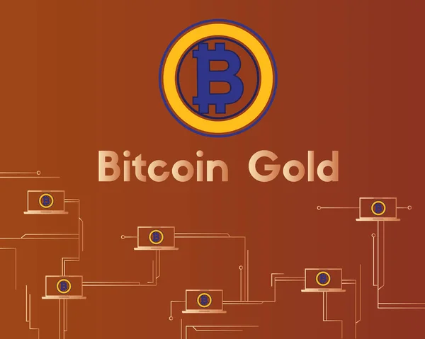Концепция схемы криптовалют Bitcoin Gold — стоковый вектор