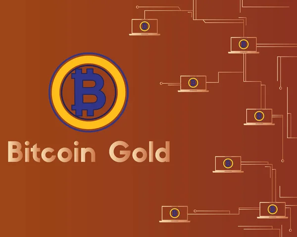 Концепция схемы криптовалют Bitcoin Gold — стоковый вектор