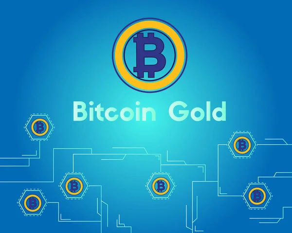Bitcoin złota kryptowaluta blockchain obwodu tło — Wektor stockowy