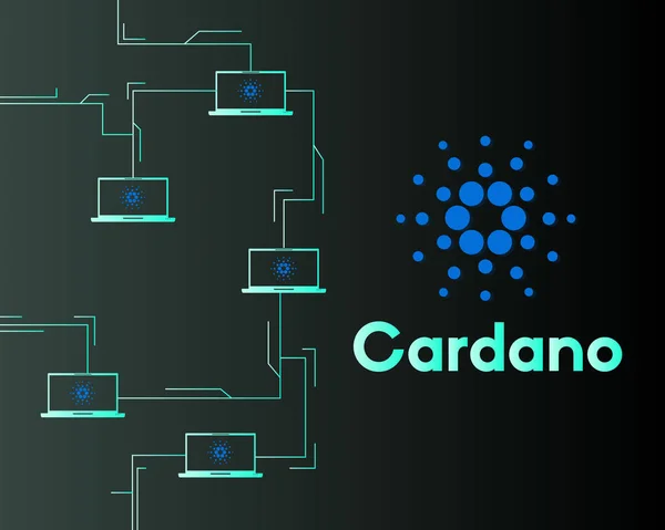 Blockchain Cardano Netzwerkstil Hintergrund — Stockvektor