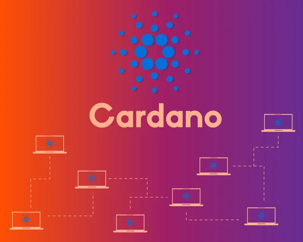 Blockchain Cardano Technologie Stil Hintergrund — Stockvektor