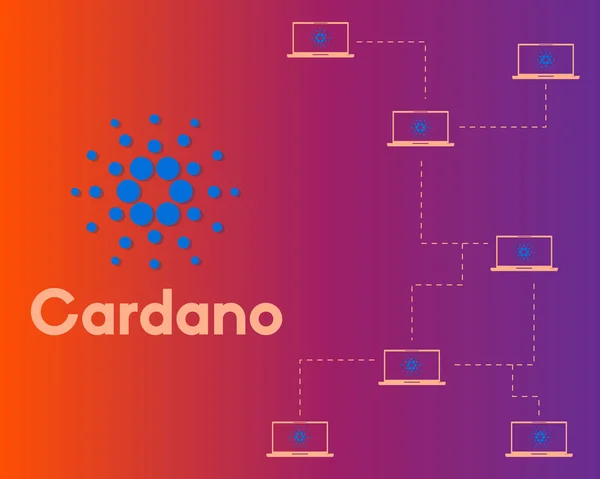 Blockchain Cardano Technologie Stil Hintergrund — Stockvektor