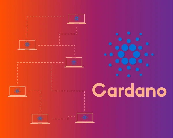 Blockchain Cardano Technologie Stil Hintergrund — Stockvektor